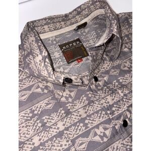 Roper Mens Southwestern Geometric Print Button‎ Down Shirt Long Sleeve Large